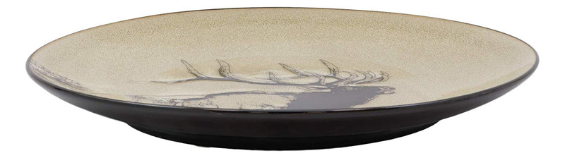 Ebros Forest Giant Emperor Bull Elk Large Round Dinner Plate Set of 2 10.75"D