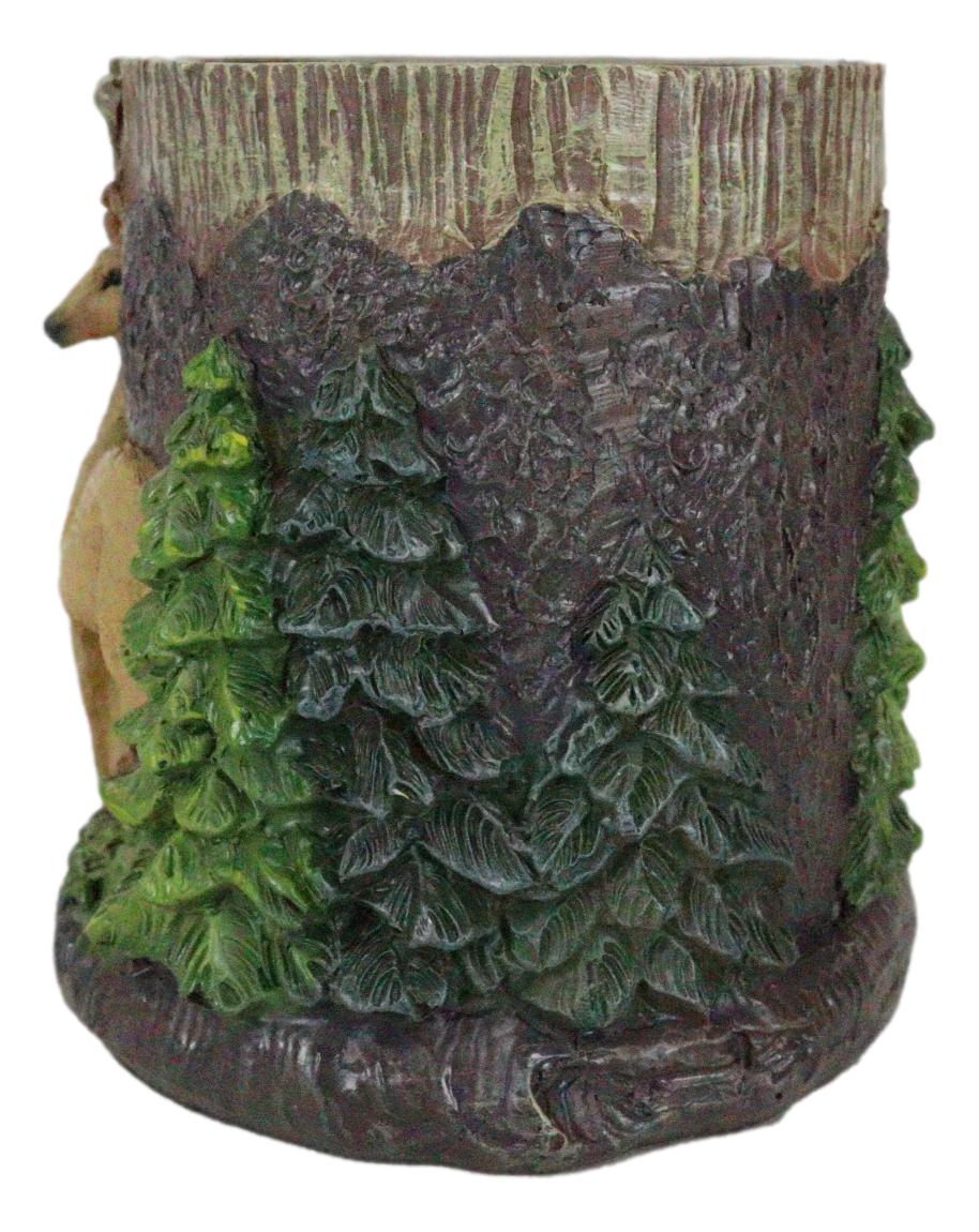 Rustic Western Buck Stag Deer By Green Forest Trees Stationery Pen Brush Holder