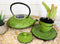 Japanese Evergreen Bamboo Matcha Green Heavy Cast Iron Tea Pot With Trivet and 2 Cups