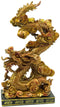 Ebros Feng Shui Nine Dragons Golden Dragon King Statue With Black Base 10.25"H