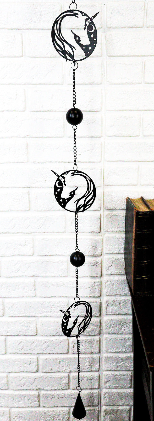 Sacred Unicorn Horse with Moon and Stars Metal Wall Hanging Mobile Wind Chime