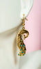 Ebros Peacock Train Golden Jewelry Alloy Dangle Earrings Pair With Crystals