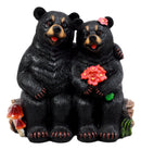 Ebros Papa & Mama Sweetheart Honey Black Bear Couple Figurine 5.25" Tall Forest Animal Love Tale