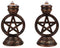 Set of 2 Wicca Pentagram Pentacle In Circle Taper Candle Or Cone Incense Holders