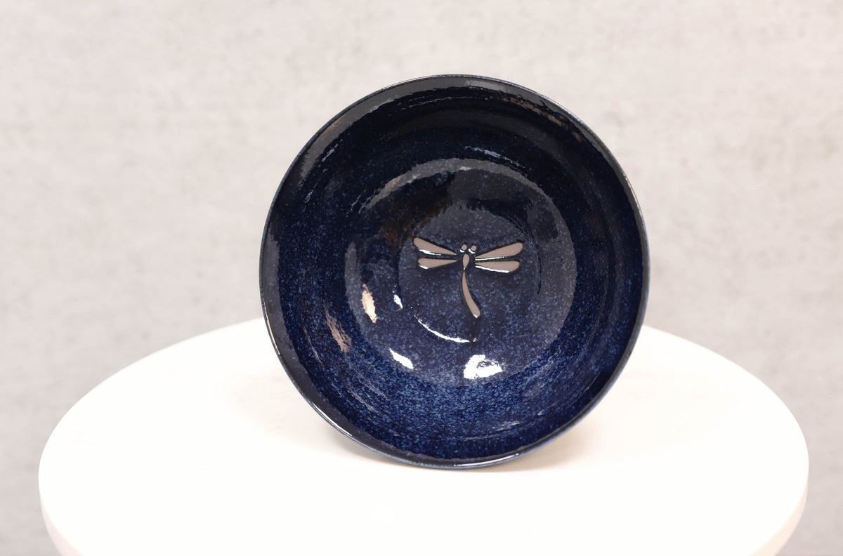 Made in Japan Blue Dragonfly Pasta Salad Soup Cereal Rice Ceramic Bowls Set of 4 - Ebros Gift