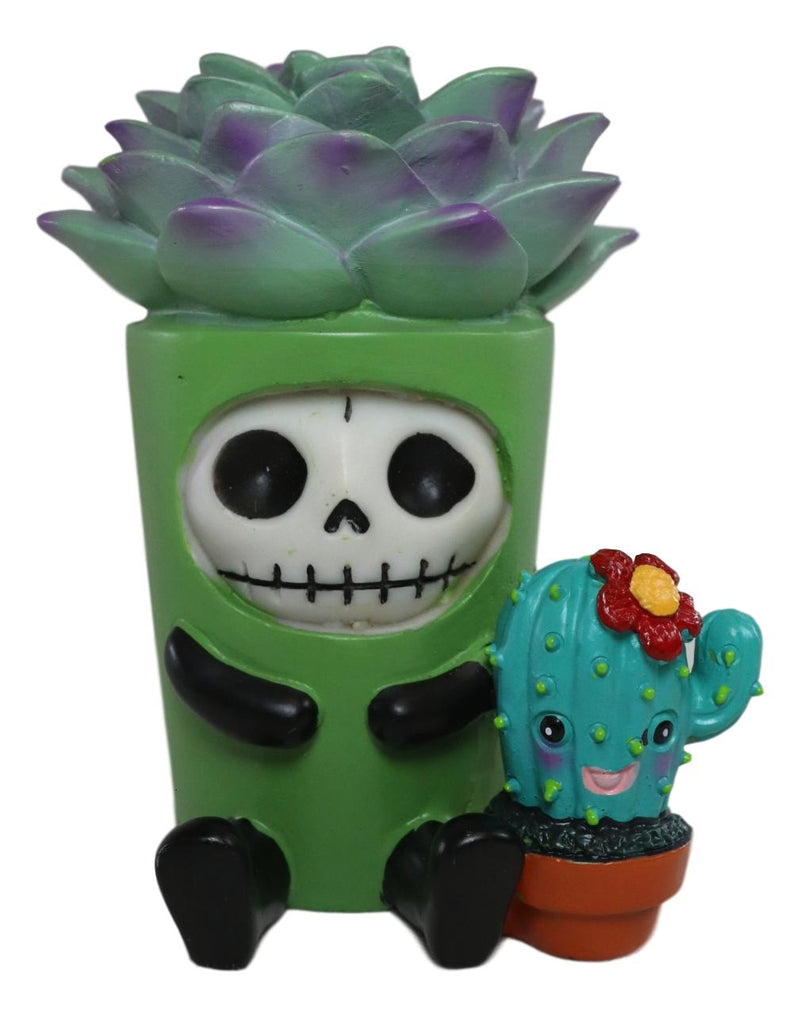 Ebros Furry Bones Echy The Succulent Plant Pot With Cactus Skeleton Figurine