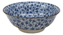 Ebros Gift Blue And White Ming Style Floral Petals Ceramic Bowls Pack Of 3 Ramen Pho Soup Bowl Set 32oz 8"Diameter Made In Japan