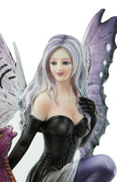 Ebros Large Purple Midnight Butterfly Winged Fairy With Wyvern Dragon Figurine