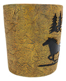 Wildlife Rustic Mustang Horse Pine Trees Forest Waste Basket Dry Trash Bin Decor