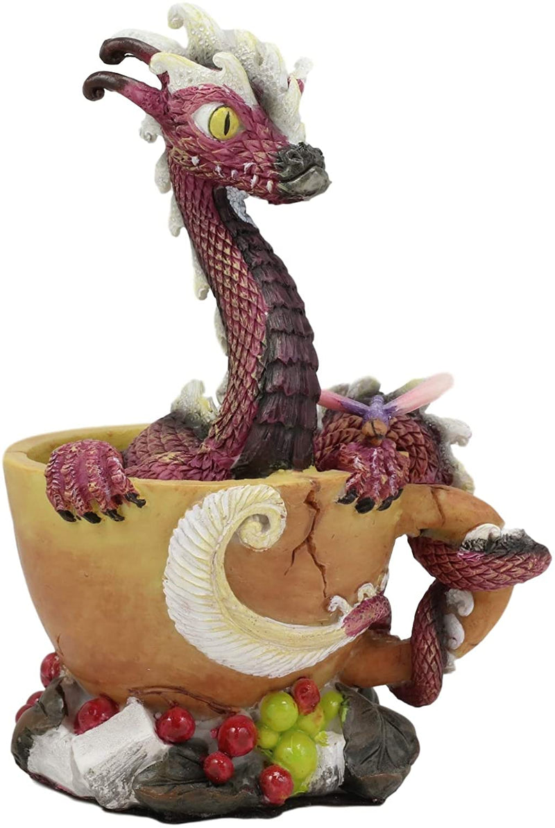 Ebros Coffee Cappuccino Addict Dragon Statue 6.25" H Drinks & Dragons Collection