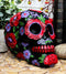 Ebros Black Day of The Dead Floral Blooms Sugar Skull Figurine DOD Skulls 6" L