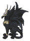 Blue Sapphire Golden Armored Combat Dragon Standing Guard In Faux Stone Statue