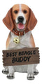 Ebros Lifelike Realistic Beagle Dog Welcome Greeter Statue 12" Tall Hound Dog Breed Collectible Decor Figurine with Jingle Collar Greeting Signs
