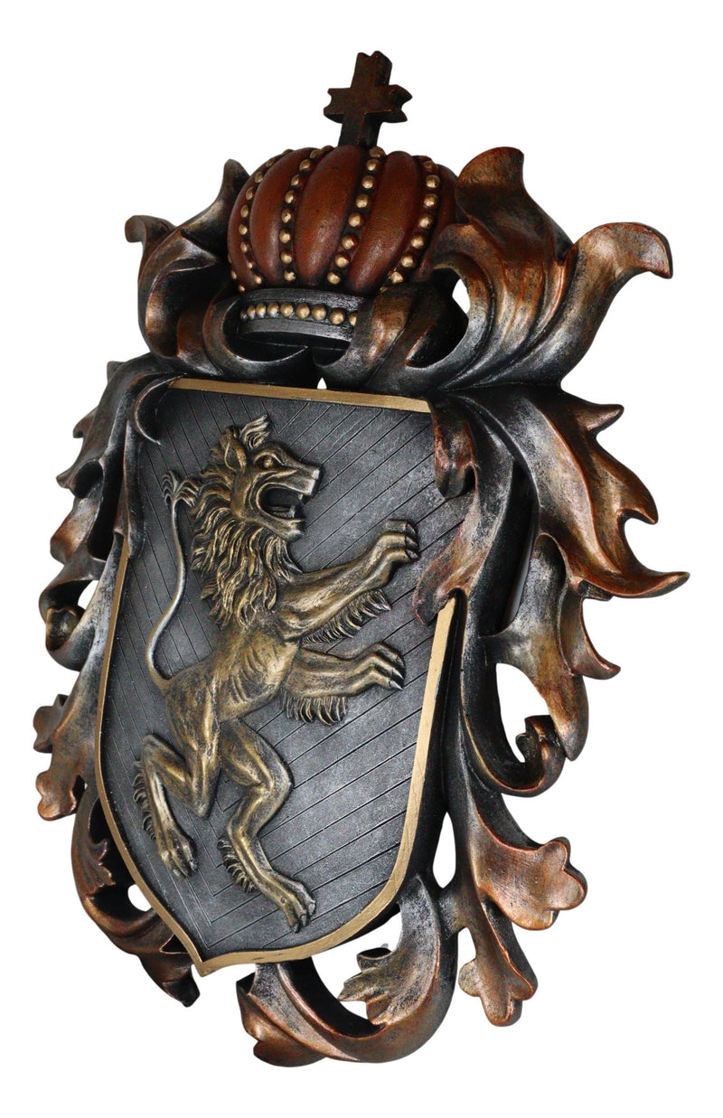 Ebros Large Medieval Heraldic Royal Lion Coat of Arms King Crown Shield Wall Plaque