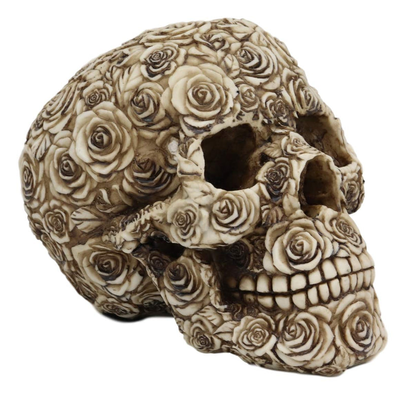 Ebros Tooled Ornate Floral Skull Figurine DOD Rose Sugar Skulls Statue 6.5"L