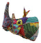 Safari Pachy Rhinoceros Hand Crafted Paper Mache In Sari Fabric Wall Head Decor
