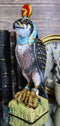 Egyptian Sky God Horus Falcon Bird With Pschent On Hieroglyphic Base Figurine