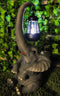 Ebros Elephant Pachyderm Safari Figurine W/ Solar LED Light Lantern 16.25"H