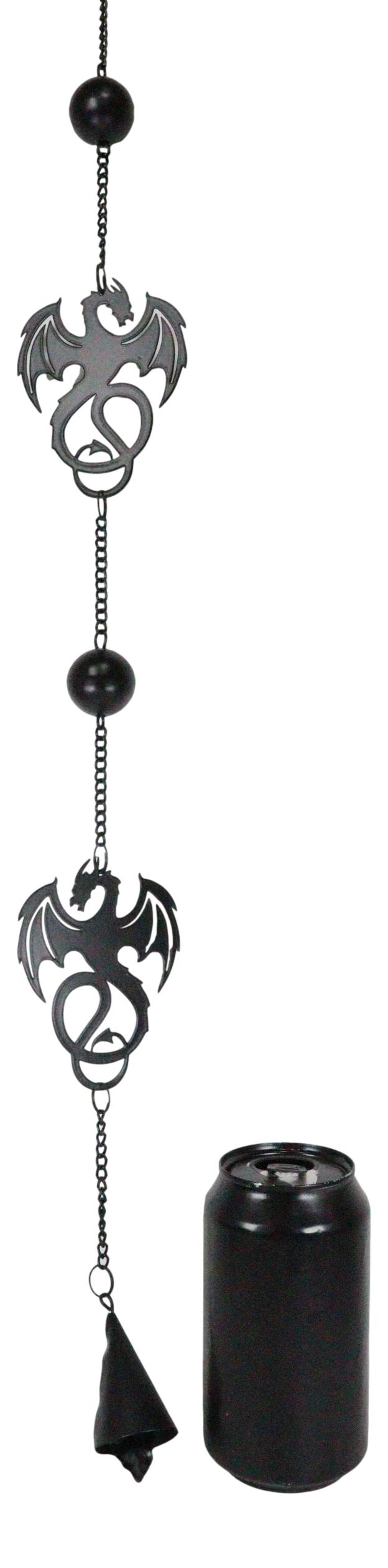 Wyverex Alchemy Folklore Dragon Metal Wall Hanging Mobile Wind Chime With Beads