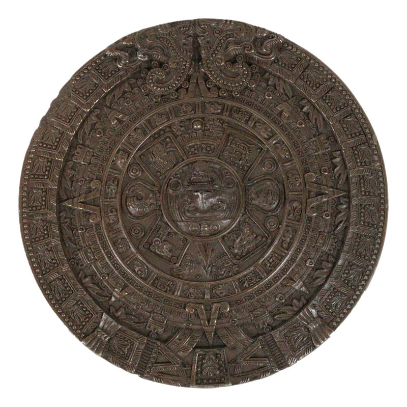 Aztec Maya Solar Sun Calendar Mesoamerican Medallion Jewelry Box Figurine