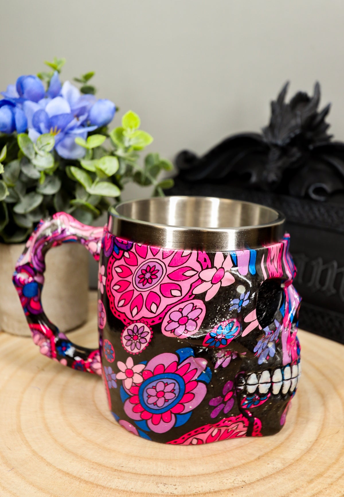 Ebros Gothic Day of The Dead Sugar Skull Coffee Mug 13Oz Novelty Tankard Cup