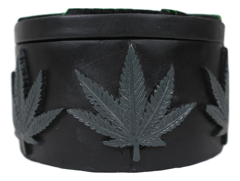 Ebros Hidden Stash Green Hemp Weed Leaf Cannabis Round Decorative Jewelry Box Figurine