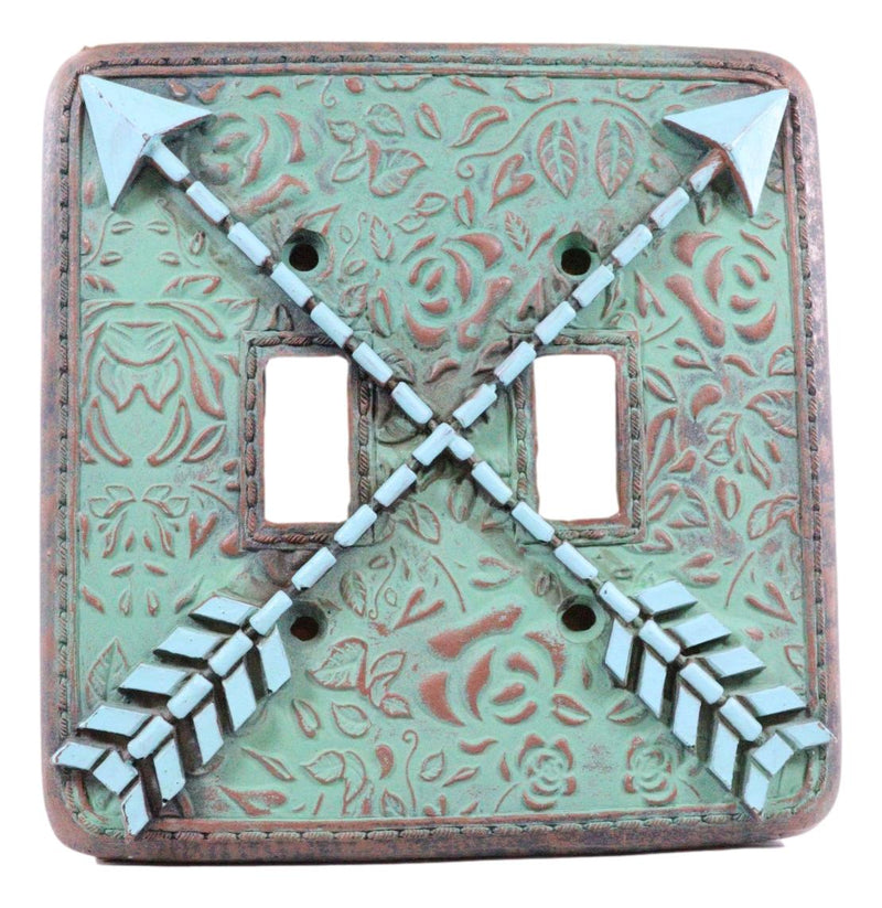 Indian Turquoise Crossed Arrows Friendship Wall Double Toggle Switch Plates Set
