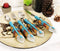 Southwest Chic Indian Turquoise Feather Flatware 4 Spoon Teaspoon Fork Knife Set