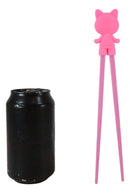Pink Ribbon Miss Piggy Pig Reusable Training Chopsticks Set With Silicone Helper