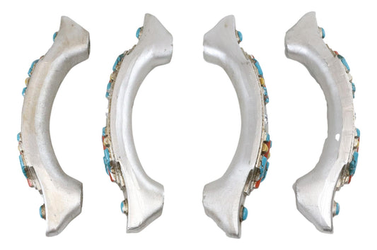 Set of 8 Rustic Southwestern Turquoise Cross Gemstones Crystal Cabinet Bar Pulls