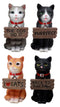 Colorful Feisty Cats Figurine Set 4"H Feline Cats And Kittens Wearing Tag Signs