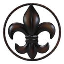 Ebros Gift Large 18" Wide Vintage Rustic Fleur De Lis Medallion with Braided Rope Border Design Metal Circle Wall Hanging Decor 3D Art Greeting Plaque Southern Western Country Decorative Accent
