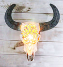 Southwest Tooled Lace Horned Steer Bull Cow Aged Bone Skull LED Light Wall Decor