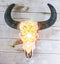 Southwest Tooled Lace Horned Steer Bull Cow Aged Bone Skull LED Light Wall Decor