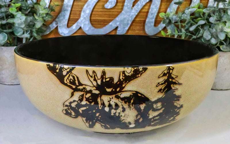 Large Rustic Emperor Elk Moose Deer Vegetable Presentation Serving Bowl 98Oz