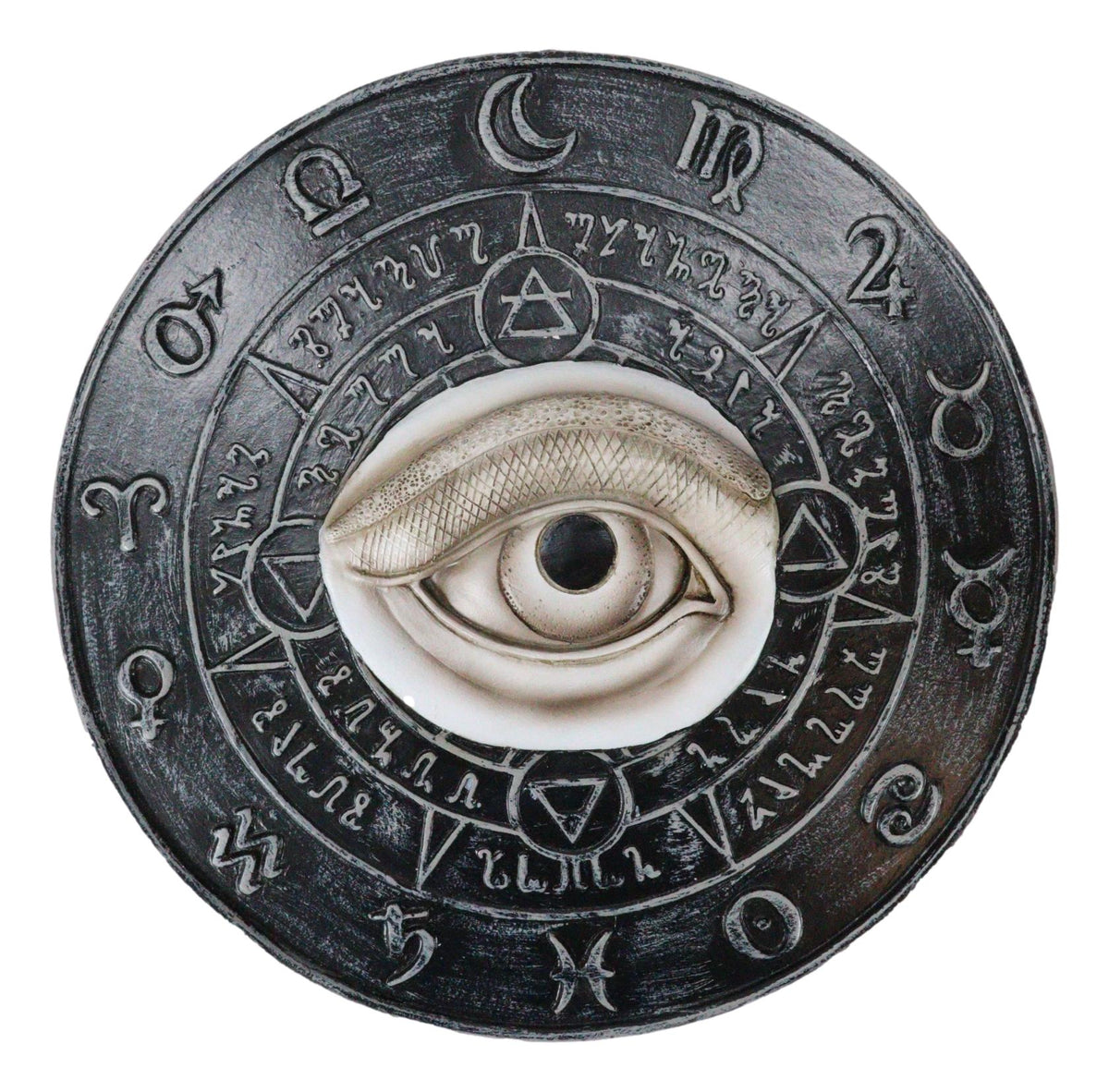 Evil Eye With Wicca Symbols Talisman Luck Wall Decor Plaque Medallion Figurine