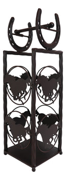 Cast Iron Western Rustic Horse And Horseshoes Toilet Paper Holder Stand Station