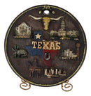 Western Texas State Map Houston Dallas Austin City Landmarks Wall Or Desk Plate