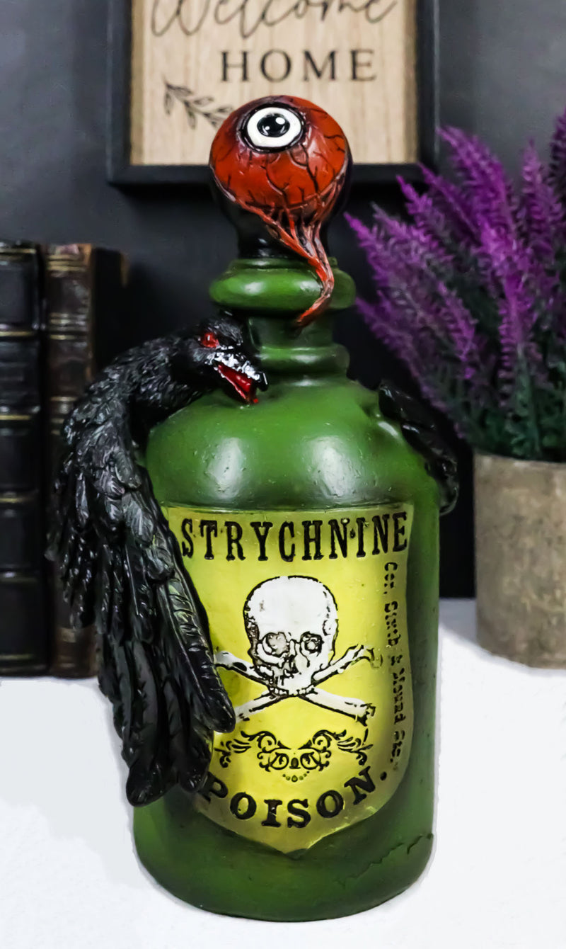 Wicca Paranormal Raven Crow With Eyeball Faux Poison Potion Bottle Prop Decor