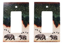 Pack of 2 Rustic Forest Mama Bear And Cub Single Rocker Switch Wall Outlet Plate