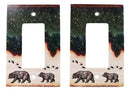 Pack of 2 Rustic Forest Mama Bear And Cub Single Rocker Switch Wall Outlet Plate