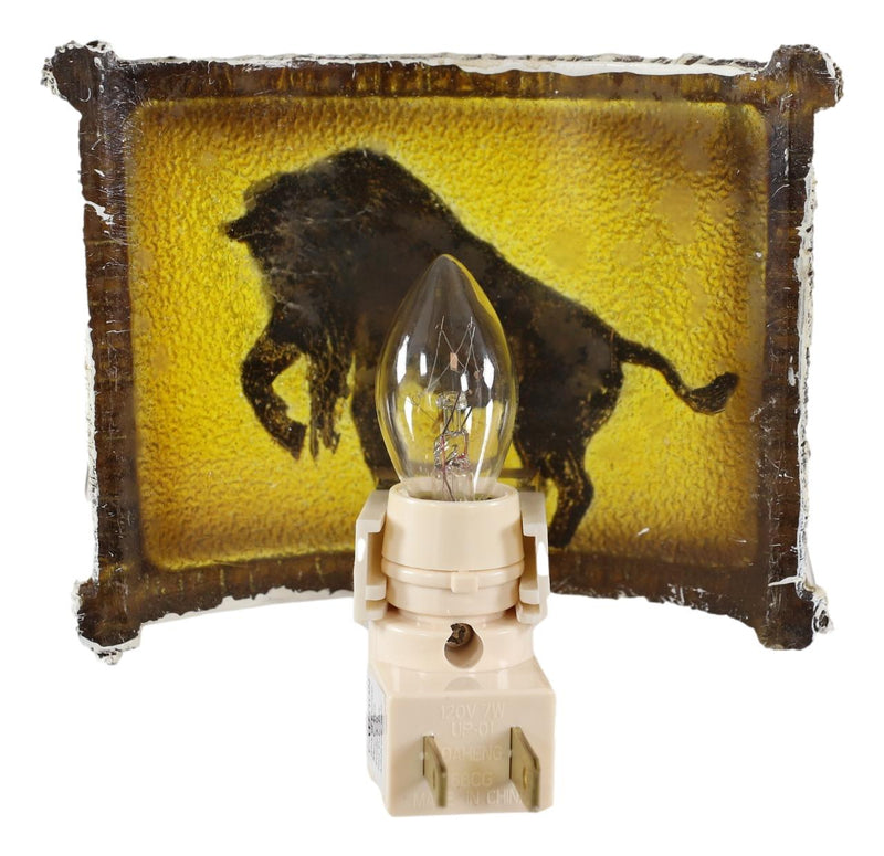 Western Charging Buffalo Bison Bull Faux Birchwood Wall Plug In Night Lights