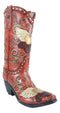 Western Country Angel Wings Heart Roses Scrollwork Cowgirl Red Boot Flower Vase