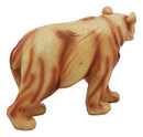 Roaming Woodland Grizzly Bear Figurine 6"L Faux Wood Resin North American Bear