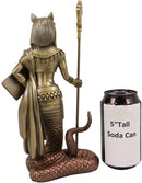 Ebros 11"H Egyptian Bastet Cat With Snake Holding Spear & Shield Statue 11"H - Ebros Gift