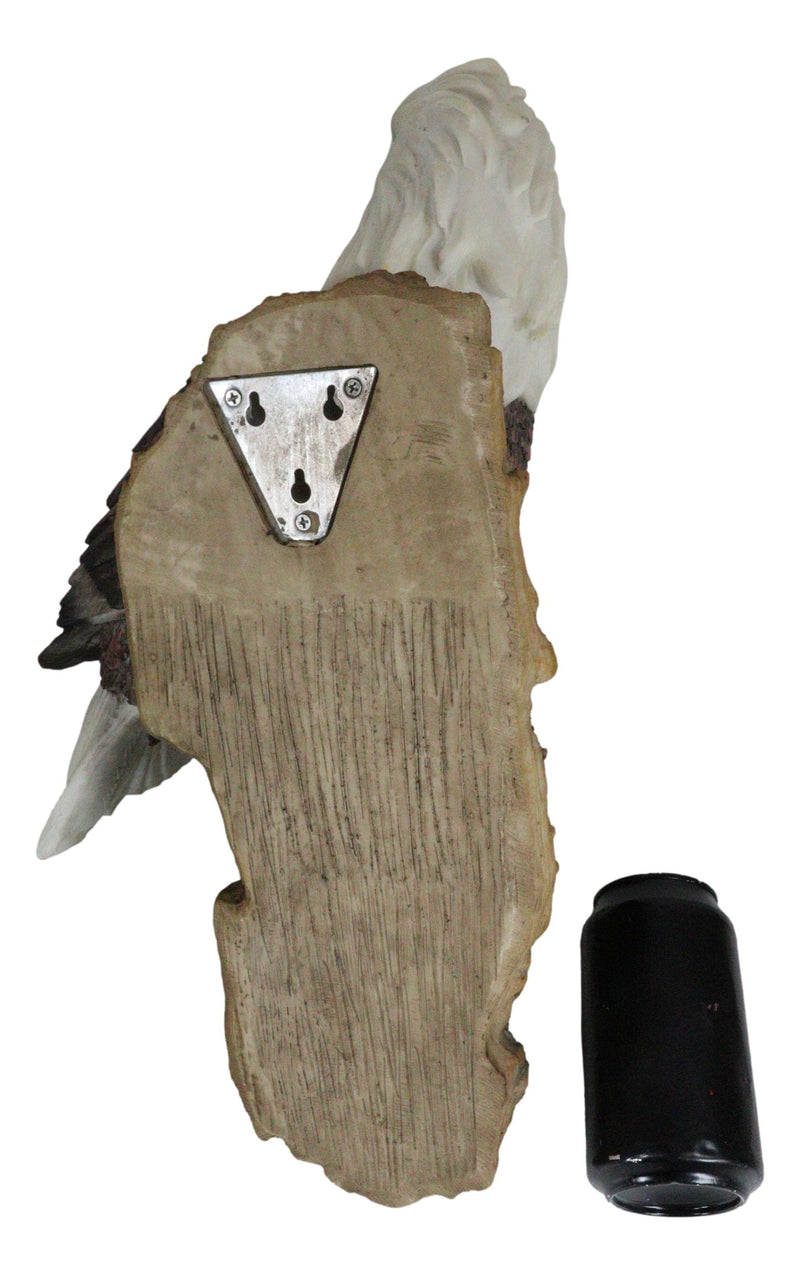 Large Mountain Grand Bald Eagle Perching On Tree Branch Wall Decor Plaque 17.5"H