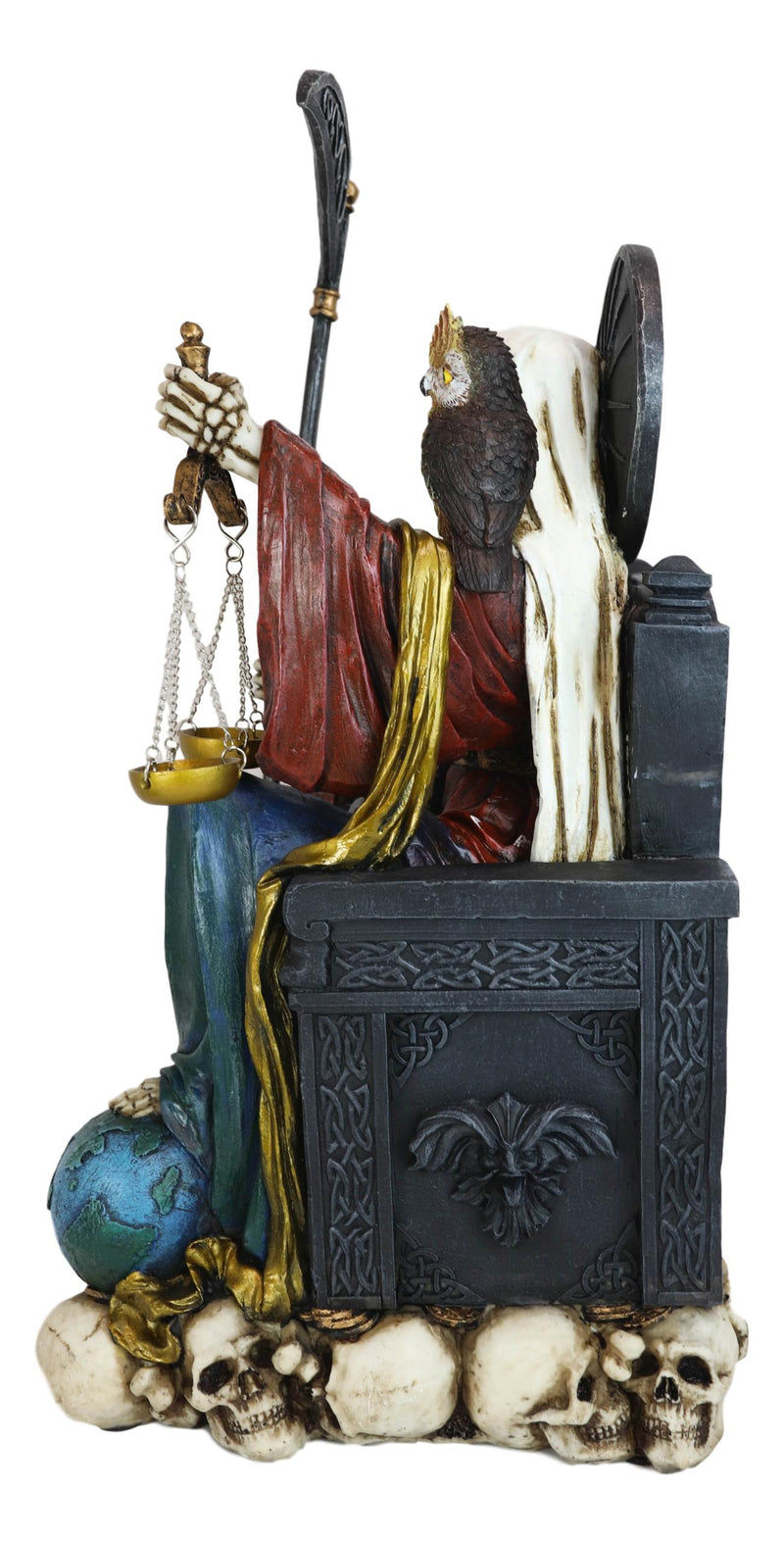 Large Rainbow Robe Santa Muerte Holy Death With Seven Powers Sitting 21"H Statue