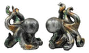 Ebros Nautical Coastal Sea Monster Octopus Bookends Set Statue in Faded Bronze Antique Finish 6.25" H