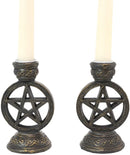 Set of 2 Wicca Pentagram Pentacle In Circle Taper Candle Or Cone Incense Holders