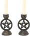 Set of 2 Wicca Pentagram Pentacle In Circle Taper Candle Or Cone Incense Holders